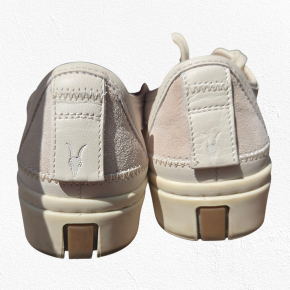 AllSaints Milla Cream Leather Canvas Low Top Platform Sneakers Size 6M / EU 36 - Picture 8 of 14